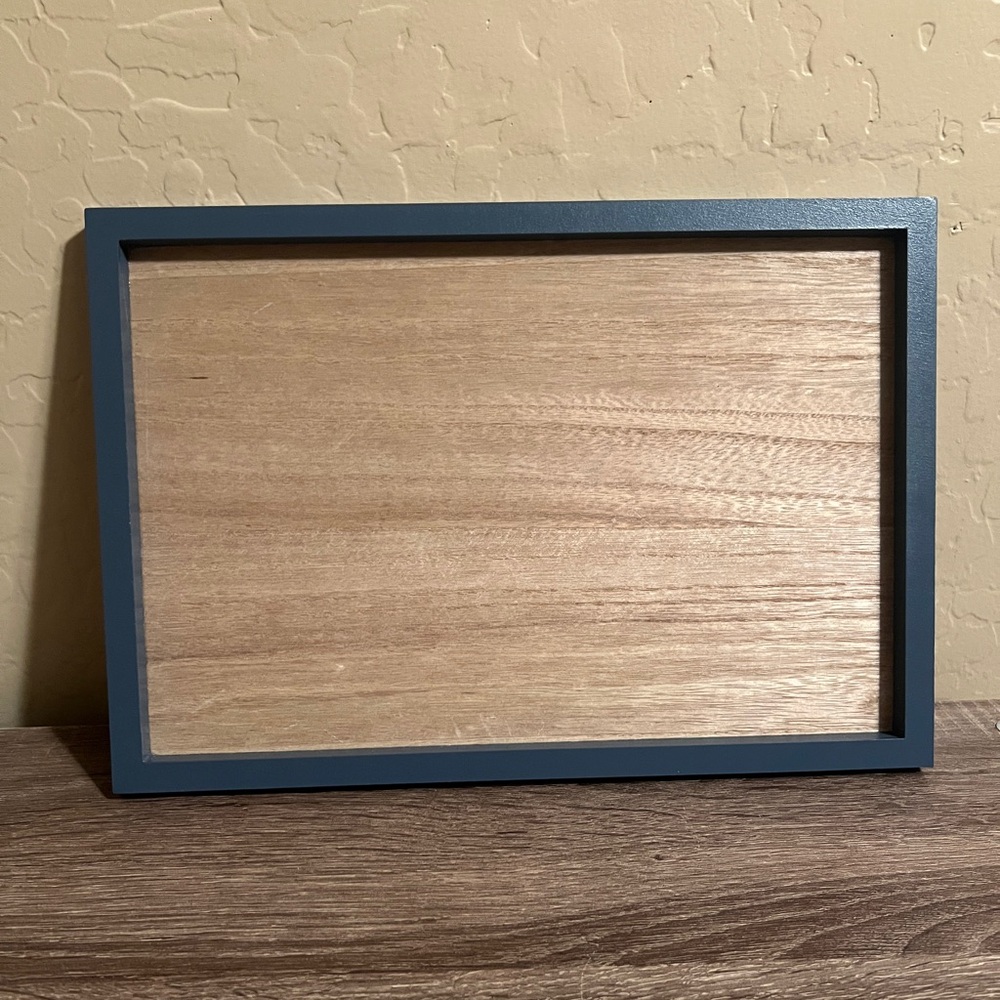 Target Bullseye Rectangle Wood Tray Display Blue Frame Decor Paintable NWT